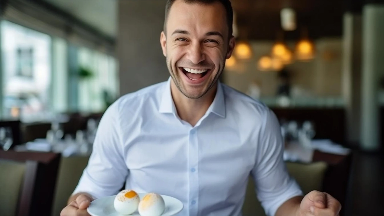 cheerful-man-is-eating-eggs-breakfast-restaurant