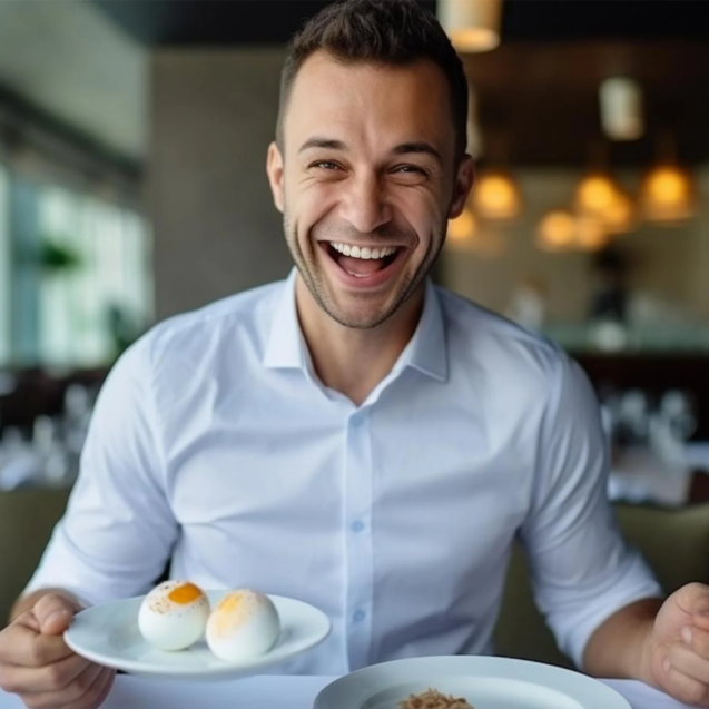 cheerful-man-is-eating-eggs-breakfast-restaurant